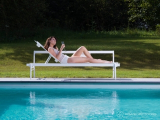 Model in Garden - outside pool